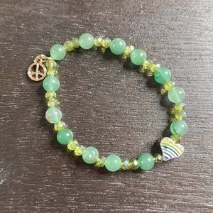 Handmade Rainbow 🌈 Heart Aventurine bracelet